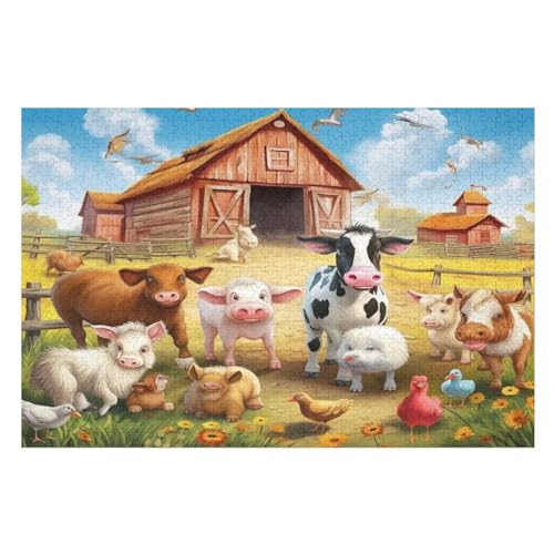 Nutztier Holzpuzzle 1000 Teile Klassische Puzzles Erwachsene Kinder Puzzle DIY Kit Holzspielzeug Einzigartiges Geschenk Moderne Wohnkultur （75×50cm） von AAPZY