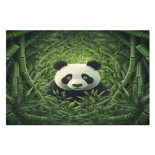 Panda Holzpuzzle 1000 Teile Klassische Puzzles Erwachsene Kinder Puzzle DIY Kit Holzspielzeug Einzigartiges Geschenk Moderne Wohnkultur （75×50cm） von AAPZY