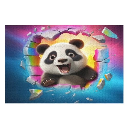 Panda -Puzzle, 1000 Teile,Holzpuzzle Für Erwachsene Kinder, Lustiges Spielzeug, Denkspiel, Spielzeug, Bildungsspiel, Herausforderung, Pädagogisch, （75×50cm） von AAPZY