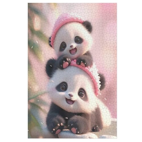 Panda -Puzzle, 1000 Teile,Holzpuzzle Für Erwachsene Kinder, Lustiges Spielzeug, Denkspiel, Spielzeug, Bildungsspiel, Herausforderung, Pädagogisch, （78×53cm） von AAPZY