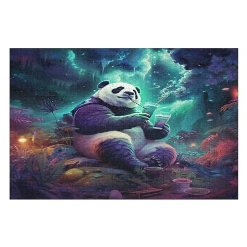 Panda-Puzzle Für Erwachsene, 1000 Teile, Holzpuzzle, Kinderpuzzle, Dekompressionsspiel, Spielzeugpuzzle （75×50cm） von AAPZY