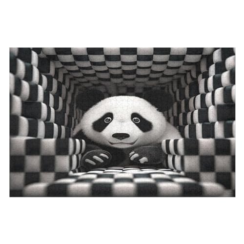 Panda Puzzle Für Erwachsene 1000 Teile Premium 100% Recyceltes Brett Zum Lernen, Lernspielzeug, Familienspiele Kinder Holzpuzzle （75×50cm） von AAPZY