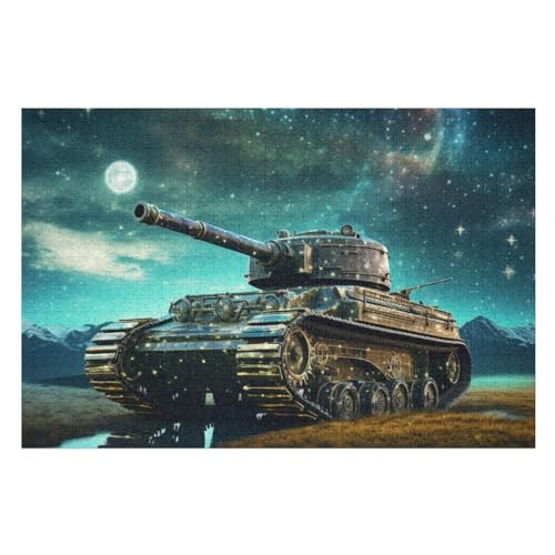 Panzer -Puzzle, 1000 Teile,Holzpuzzle Für Erwachsene Kinder, Lustiges Spielzeug, Denkspiel, Spielzeug, Bildungsspiel, Herausforderung, Pädagogisch, （75×50cm） von AAPZY