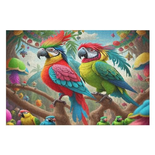 Papagei 1000 Teile Premium-Puzzles Für Erwachsene Kinder- Holzpuzzles Spaß Und Lernspiele - Perfekte Puzzle-Geschenke （75×50cm） von AAPZY