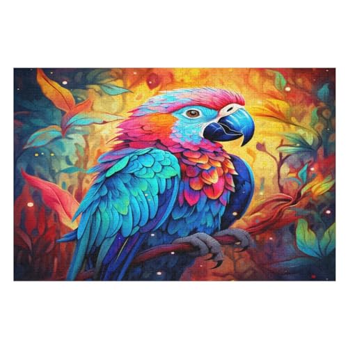 Papagei Holzpuzzle 1000 Stück Puzzles Für Erwachsene Teenager Stress Abbauen Familien-Puzzlespiel Poster 1000-teiliges Puzzle Kinder Lernspiel Spielzeug Geschenk （75×50cm） von AAPZY