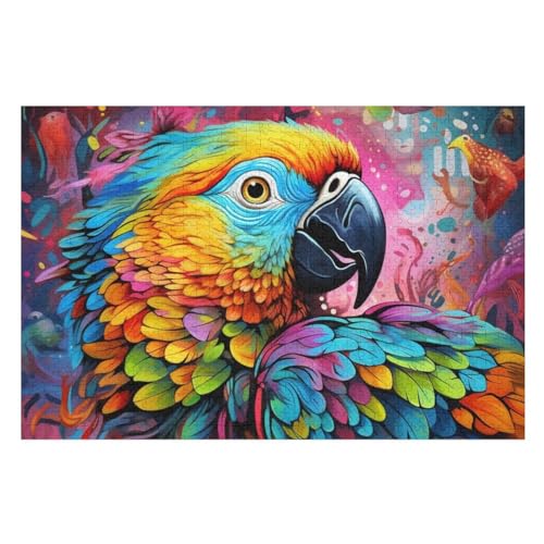 Papagei Holzpuzzle 1000 Teile, Knobelspiele Für Erwachsene, Teenager, Puzzles Unmögliche - Kinder Puzzle Zimmer Deko （75×50cm） von AAPZY