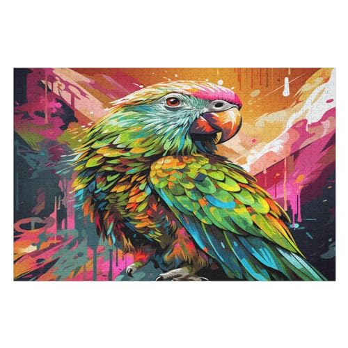 Papagei Holzpuzzle Erwachsene - 1000 Teiliges Jigsaw Knobelspiel - Puzzle Für Erwachsene & Kinder - Outdoor & Reisespielzeug - Geduldspiel （75×50cm） von AAPZY