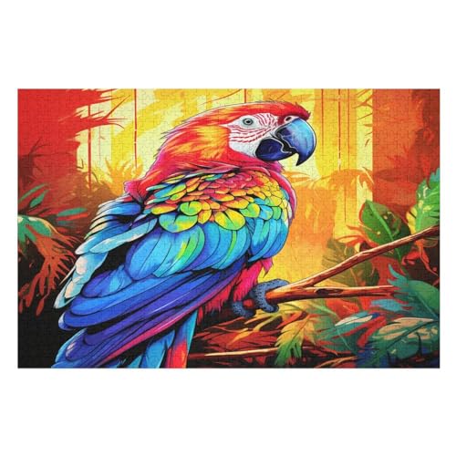 Papagei – Puzzle 1000 Teile, Holzpuzzle, Herausforderndes Geschicklichkeitsspiel Für Die Ganze Familie, Kinder Erwachsenenpuzzle Ab 12 Jahren （75×50cm） von AAPZY