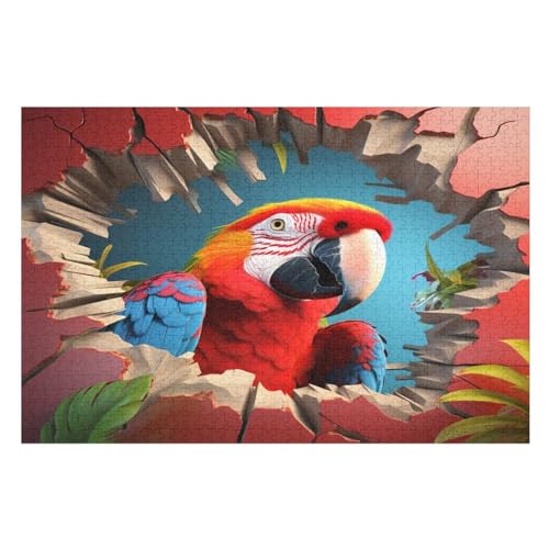 Papagei – Puzzle 1000 Teile, Holzpuzzle, Herausforderndes Geschicklichkeitsspiel Für Die Ganze Familie, Kinder Erwachsenenpuzzle Ab 12 Jahren （75×50cm） von AAPZY