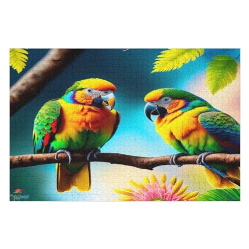 Papagei Puzzle 1000 Teile, Holzpuzzle Für Erwachsene, Impossible Puzzle, Geschicklichkeitsspiel Für Die Ganze Familie, Puzzle Farbenfrohes Legespiel Kinder Puzzles （75×50cm） von AAPZY