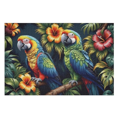 Papagei Puzzle Für Erwachsene 1000 Teile Premium 100% Recyceltes Brett Zum Lernen, Lernspielzeug, Familienspiele Kinder Holzpuzzle （75×50cm） von AAPZY