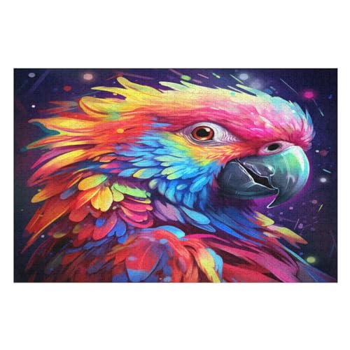 Papagei Puzzle Für Erwachsene 1000 Teile Premium 100% Recyceltes Brett Zum Lernen, Lernspielzeug, Familienspiele Kinder Holzpuzzle （75×50cm） von AAPZY