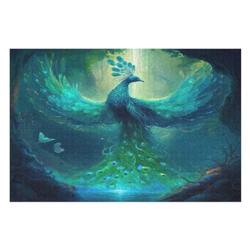 Peacock Phönix – Puzzle 1000 Teile, Holzpuzzle, Herausforderndes Geschicklichkeitsspiel Für Die Ganze Familie, Kinder Erwachsenenpuzzle Ab 12 Jahren （75×50cm） von AAPZY