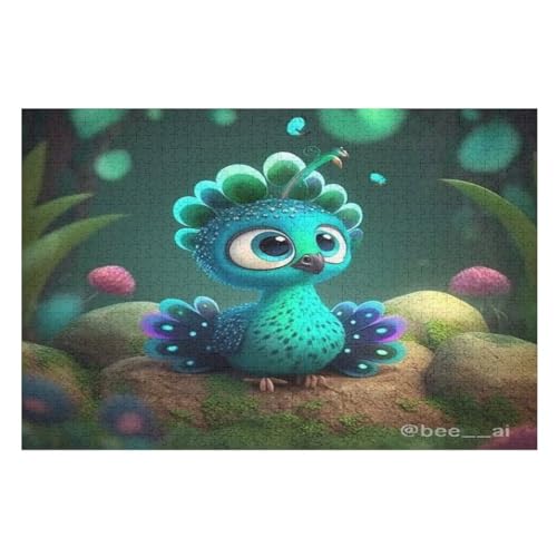 Pfau,1000 Teile,Holzpuzzle,einzigartiges Puzzle,kreatives Puzzle,Geschenk Für Erwachsene,Familienspiel,Herausforderungsaktivität,（75×50cm） von AAPZY