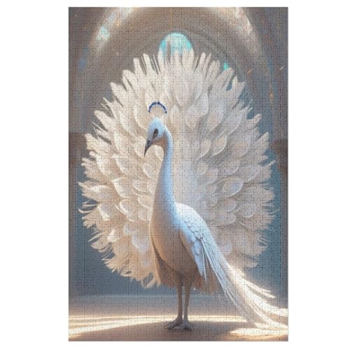 Pfau Holzpuzzle 1000 Teile Klassische Puzzles Erwachsene Kinder Puzzle DIY Kit Holzspielzeug Einzigartiges Geschenk Moderne Wohnkultur （78×53cm） von AAPZY