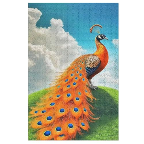 Pfau -Puzzle, 1000 Teile,Holzpuzzle Für Erwachsene Kinder, Lustiges Spielzeug, Denkspiel, Spielzeug, Bildungsspiel, Herausforderung, Pädagogisch, （78×53cm） von AAPZY