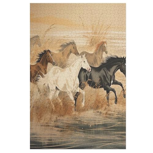 Pferd Holzpuzzle 1000 Teile,Puzzles Für Erwachsene, Impossible Puzzle, Geschicklichkeitsspiel Für Die Ganze Familie,Home Dekoration Puzzle, Puzzle Kinder Legespiel （78×53cm） von AAPZY