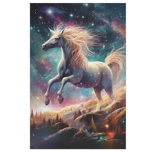 Pferd Holzpuzzle 1000 Teile Klassische Puzzles Erwachsene Kinder Puzzle DIY Kit Holzspielzeug Einzigartiges Geschenk Moderne Wohnkultur （78×53cm） von AAPZY