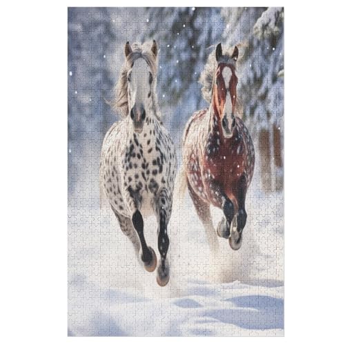 Pferd -Puzzle, 1000 Teile,Holzpuzzle Für Erwachsene Kinder, Lustiges Spielzeug, Denkspiel, Spielzeug, Bildungsspiel, Herausforderung, Pädagogisch, （78×53cm） von AAPZY