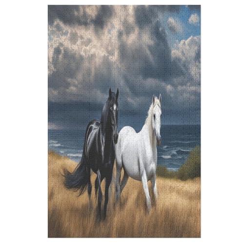 Pferd -Puzzle, 1000 Teile,Holzpuzzle Für Erwachsene Kinder, Lustiges Spielzeug, Denkspiel, Spielzeug, Bildungsspiel, Herausforderung, Pädagogisch, （78×53cm） von AAPZY