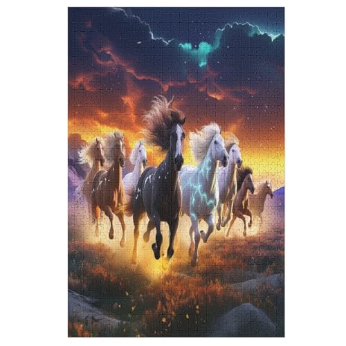 Pferd Puzzle 1000 Teile, Holzpuzzle Für Erwachsene, Impossible Puzzle, Geschicklichkeitsspiel Für Die Ganze Familie, Puzzle Farbenfrohes Legespiel Kinder Puzzles （78×53cm） von AAPZY