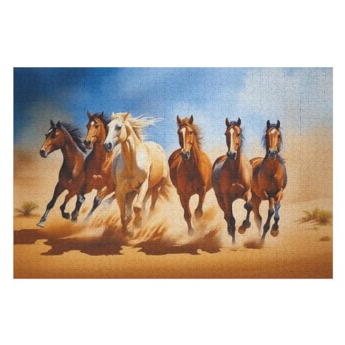 Pferd Puzzle Für Erwachsene 1000 Teile Premium 100% Recyceltes Brett Zum Lernen, Lernspielzeug, Familienspiele Kinder Holzpuzzle （75×50cm） von AAPZY