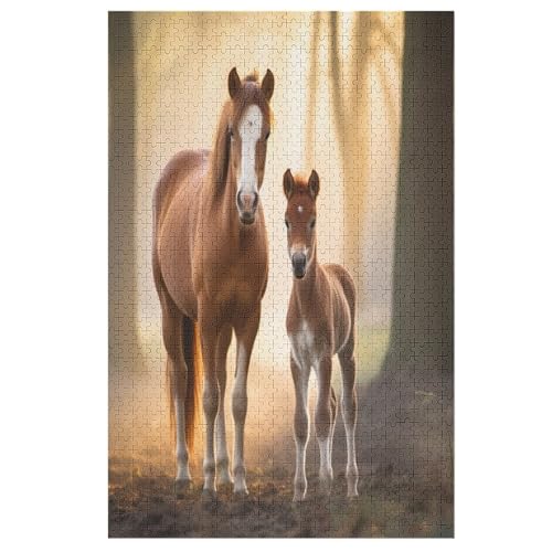 Pferd Puzzle Für Erwachsene 1000 Teile Premium 100% Recyceltes Brett Zum Lernen, Lernspielzeug, Familienspiele Kinder Holzpuzzle （78×53cm） von AAPZY