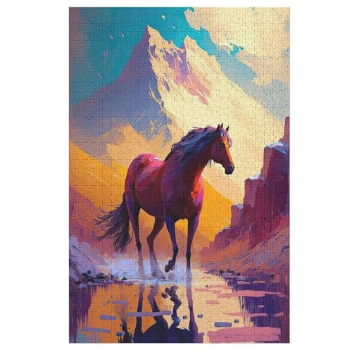 Pferd Puzzle Für Erwachsene 1000 Teile Premium 100% Recyceltes Brett Zum Lernen, Lernspielzeug, Familienspiele Kinder Holzpuzzle （78×53cm） von AAPZY