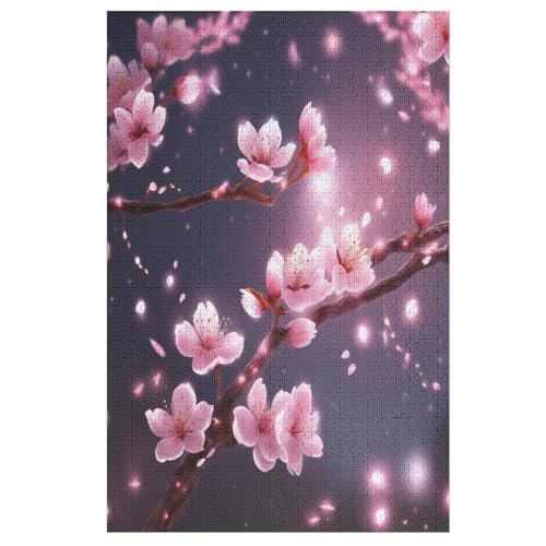 Pfirsichblüte Puzzle Für Erwachsene 1000 Teile Premium 100% Recyceltes Brett Zum Lernen, Lernspielzeug, Familienspiele Kinder Holzpuzzle （78×53cm） von AAPZY