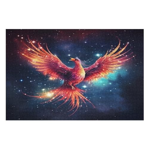 Phönix,1000 Teile,Holzpuzzle,einzigartiges Puzzle,kreatives Puzzle,Geschenk Für Erwachsene,Familienspiel,Herausforderungsaktivität,（75×50cm） von AAPZY