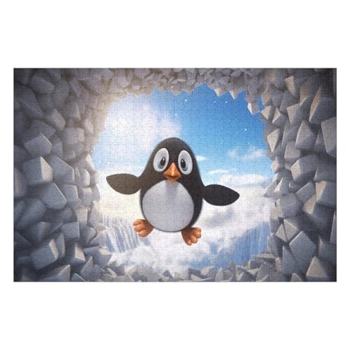 Pinguin -Puzzle, 1000 Teile,Holzpuzzle Für Erwachsene Kinder, Lustiges Spielzeug, Denkspiel, Spielzeug, Bildungsspiel, Herausforderung, Pädagogisch, （75×50cm） von AAPZY