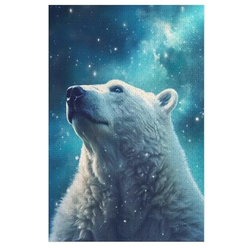 Polar Bär -Puzzle, 1000 Teile,Holzpuzzle Für Erwachsene Kinder, Lustiges Spielzeug, Denkspiel, Spielzeug, Bildungsspiel, Herausforderung, Pädagogisch, （78×53cm） von AAPZY