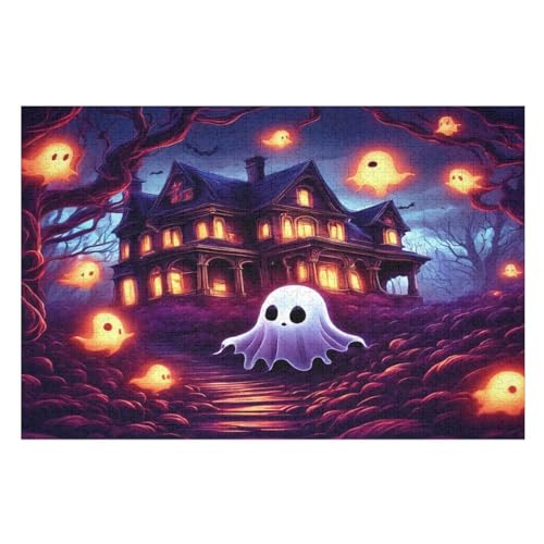 Puzzle 1000 Teile Erwachsene Halloween Geist Holzpuzzle Für Erwachsene Lernspiel Herausforderungsspielzeug 1000-teilige The Puzzles Für Erwachsene Kinder （75×50cm） von AAPZY