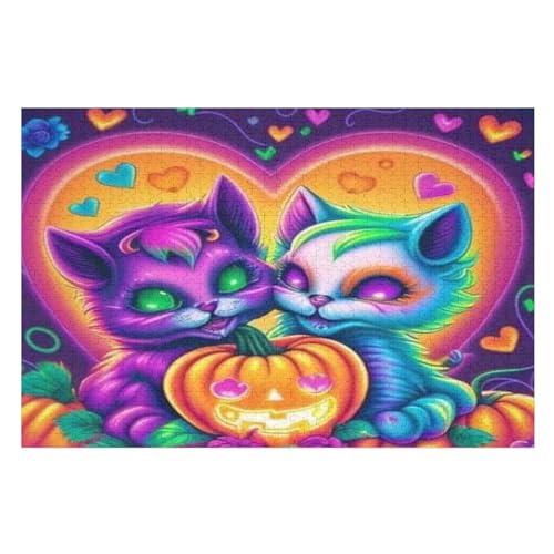Puzzle 1000 Teile Erwachsene Halloween-Kürbis Holzpuzzle Für Erwachsene Lernspiel Herausforderungsspielzeug 1000-teilige The Puzzles Für Erwachsene Kinder （75×50cm） von AAPZY