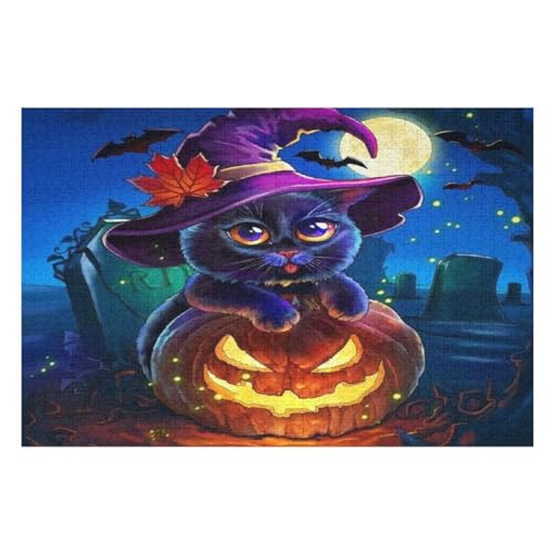 Puzzle 1000 Teile Erwachsene Halloween-Kürbis Holzpuzzle Für Erwachsene Lernspiel Herausforderungsspielzeug 1000-teilige The Puzzles Für Erwachsene Kinder （75×50cm） von AAPZY