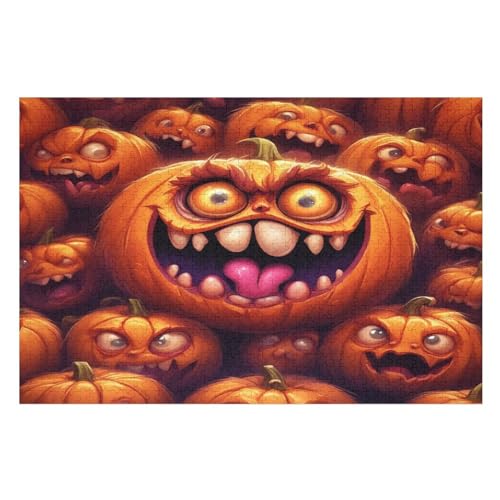 Puzzle 1000 Teile Erwachsene Halloween-Kürbis Holzpuzzle Für Erwachsene Lernspiel Herausforderungsspielzeug 1000-teilige The Puzzles Für Erwachsene Kinder （75×50cm） von AAPZY