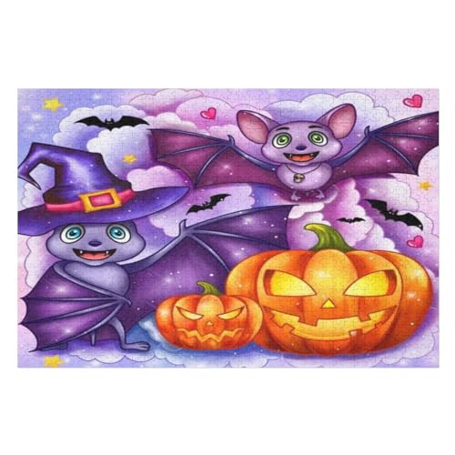 Puzzle 1000 Teile Erwachsene Halloween-Kürbis Holzpuzzle Für Erwachsene Lernspiel Herausforderungsspielzeug 1000-teilige The Puzzles Für Erwachsene Kinder （75×50cm） von AAPZY