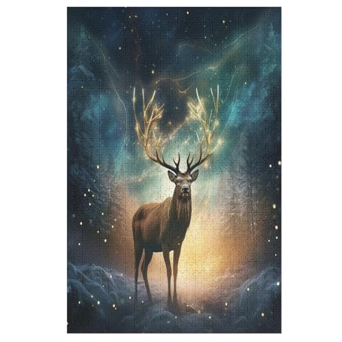 Puzzle 1000 Teile Erwachsene Hirsch Holzpuzzle Für Erwachsene Lernspiel Herausforderungsspielzeug 1000-teilige The Puzzles Für Erwachsene Kinder （78×53cm） von AAPZY