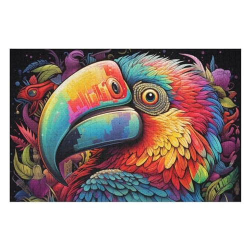 Puzzle 1000 Teile Erwachsene Papagei Holzpuzzle Für Erwachsene Lernspiel Herausforderungsspielzeug 1000-teilige The Puzzles Für Erwachsene Kinder （75×50cm） von AAPZY