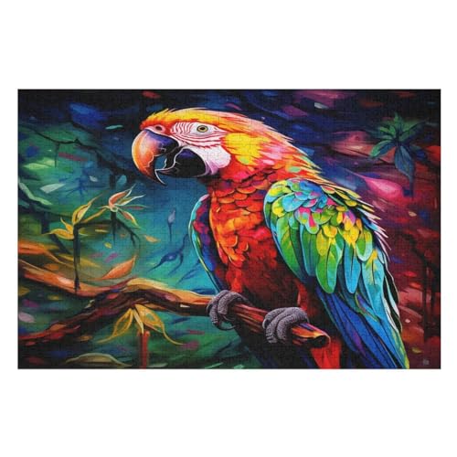 Puzzle 1000 Teile Erwachsene Papagei Holzpuzzle Für Erwachsene Lernspiel Herausforderungsspielzeug 1000-teilige The Puzzles Für Erwachsene Kinder （75×50cm） von AAPZY