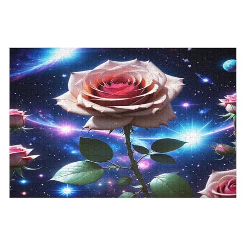 Puzzle 1000 Teile Erwachsene sternenklarer Himmel Rose Holzpuzzle Für Erwachsene Lernspiel Herausforderungsspielzeug 1000-teilige The Puzzles Für Erwachsene Kinder （75×50cm） von AAPZY