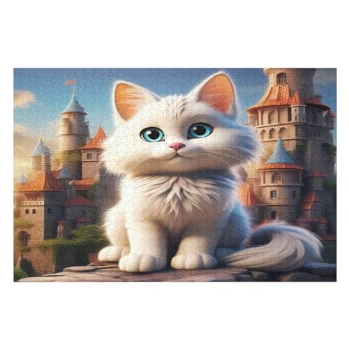 Puzzle Für Erwachsene, 1000 Teile, Animal Cute Katze, Holzpuzzle, Holzpuzzle, Geburtstagsgeschenke, Puzzle, Wanddekoration （75×50cm） von AAPZY