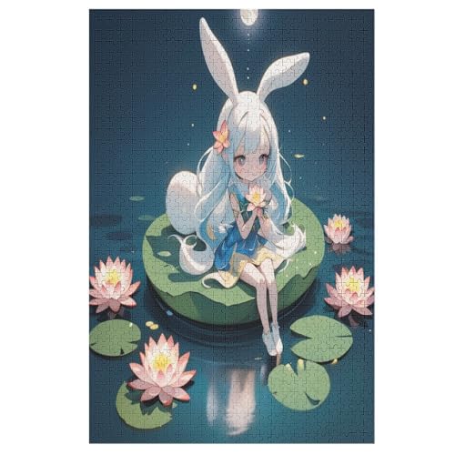 Puzzle Für Erwachsene, 1000 Teile, Lotus Leaf Girl, Holzpuzzle, Holzpuzzle, Geburtstagsgeschenke, Puzzle, Wanddekoration （78×53cm） von AAPZY