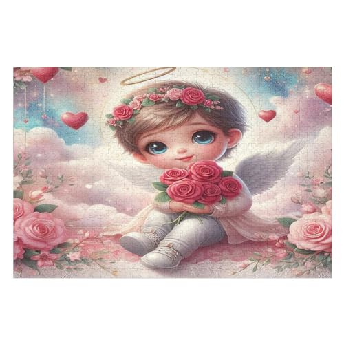 Puzzle Für Erwachsene, 1000 Teile, Niedlicher Kleiner Engel, Holzpuzzle, Holzpuzzle, Geburtstagsgeschenke, Puzzle, Wanddekoration （75×50cm） von AAPZY
