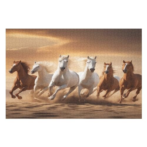 Puzzle Für Erwachsene, 1000 Teile, Tierpferd, Holzpuzzle, Holzpuzzle, Geburtstagsgeschenke, Puzzle, Wanddekoration （75×50cm） von AAPZY