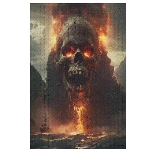 Puzzle Für Erwachsene, 1000 Teile, Totenkopf, Holzpuzzle, Holzpuzzle, Geburtstagsgeschenke, Puzzle, Wanddekoration （78×53cm） von AAPZY