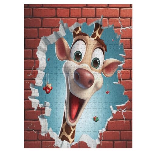 Puzzle Für Erwachsene, 500 Teile, Cute Giraffe, Holzpuzzle, Holzpuzzle, Geburtstagsgeschenke, Puzzle, Wanddekoration （55×41cm） von AAPZY