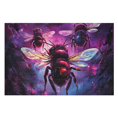 Puzzle Für Erwachsene, Biene, 1000 Puzzleteile Für Kinder, Holzpuzzles, Geeignet Für Erwachsene, Lernspiel, Herausforderungsspielzeug （75×50cm） von AAPZY