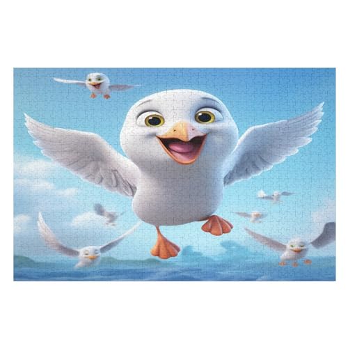 Puzzle Für Erwachsene, Cute Möwe, 1000 Puzzleteile Für Kinder, Holzpuzzles, Geeignet Für Erwachsene, Lernspiel, Herausforderungsspielzeug （75×50cm） von AAPZY