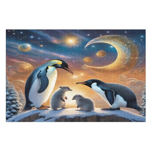 Puzzle Für Erwachsene, Cute Pinguin -Puzzles Für Erwachsene, 1000-teiliges Holzpuzzle, Geeignet Für Erwachsene Und Kinder Ab 12 Jahren, Tolles Geschenk Für Erwachsene （75×50cm） von AAPZY